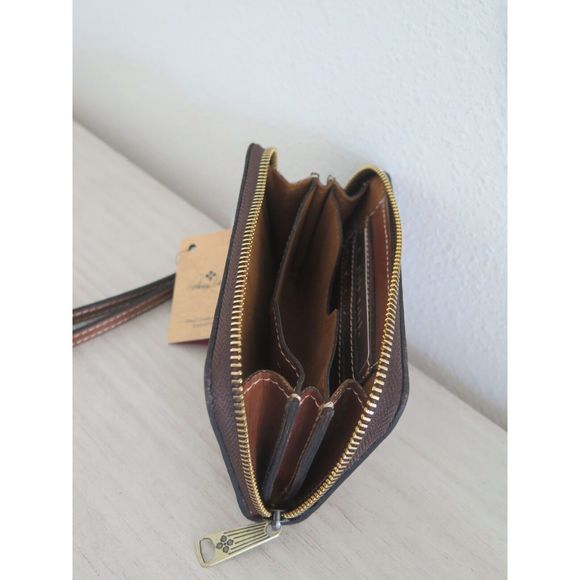 Patricia Nash S1470618 Riot Rust Ragusa Signature Map Leather Wristlet Wallet - Picture 9 of 10